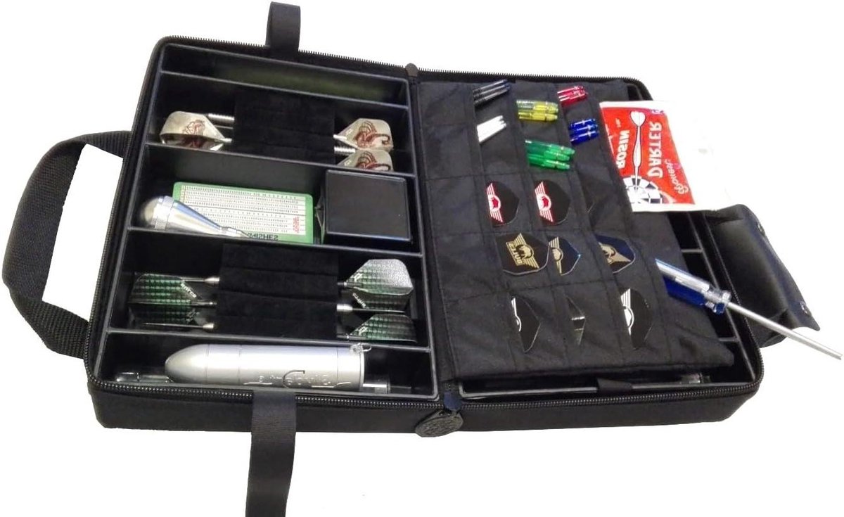 Dart Tas - Dart Koker - Darts Opbergen - Zwart Carbon Stijl - 26 x 18 x 10 cm - Zwart