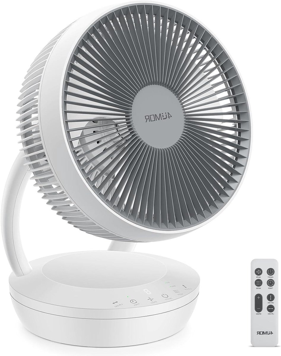 Bureauventilator - Luchtcirculator - Kamers Koelen - Stille DC Motor - Tot 20m - Grijs
