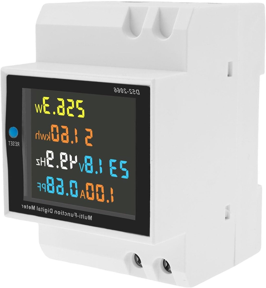 Stroommeter DIN-rail - Energieverbruik meter - Stroomverbruik meten - 6-in-1 display - AC 40-300V 100A - Wit