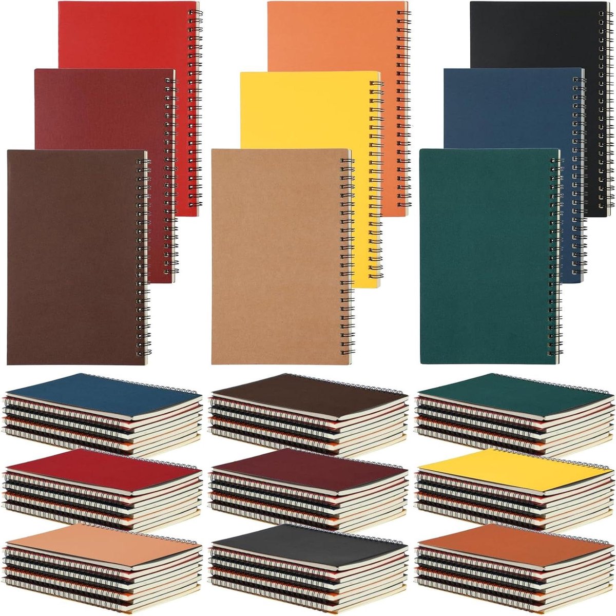 Gelinieerde Boeken - Schrijfblokken Set - Studie en Werk - Dik Papier - 72 Stuks - Meerkleurig