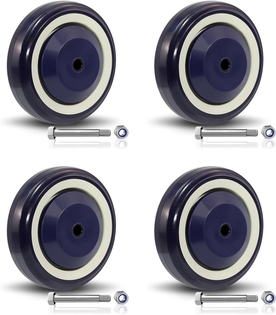 Vervangende Wielen - Winkelwagen Wielen - Winkelwagens Verplaatsen - Dubbele Precisie Lagers - 10 cm Diameter - Donkerblauw