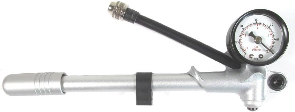 Luchtpomp Schokbreker - Motor Pomp - Achtervering Afstellen - 360 Graden Draaibare Slang - 60 PSI - Zilver