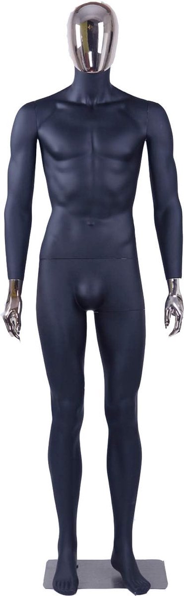beautiful abstract black matte lacquered mannequin galvanic head and hands new male female
