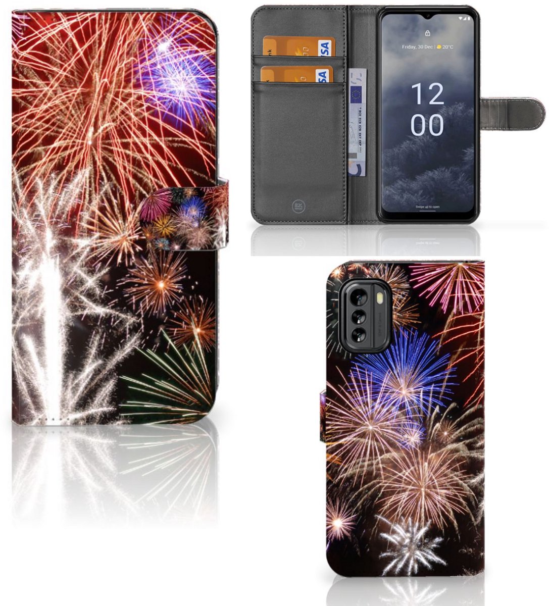 Nokia G60 Wallet Case met Pasjes Vuurwerk