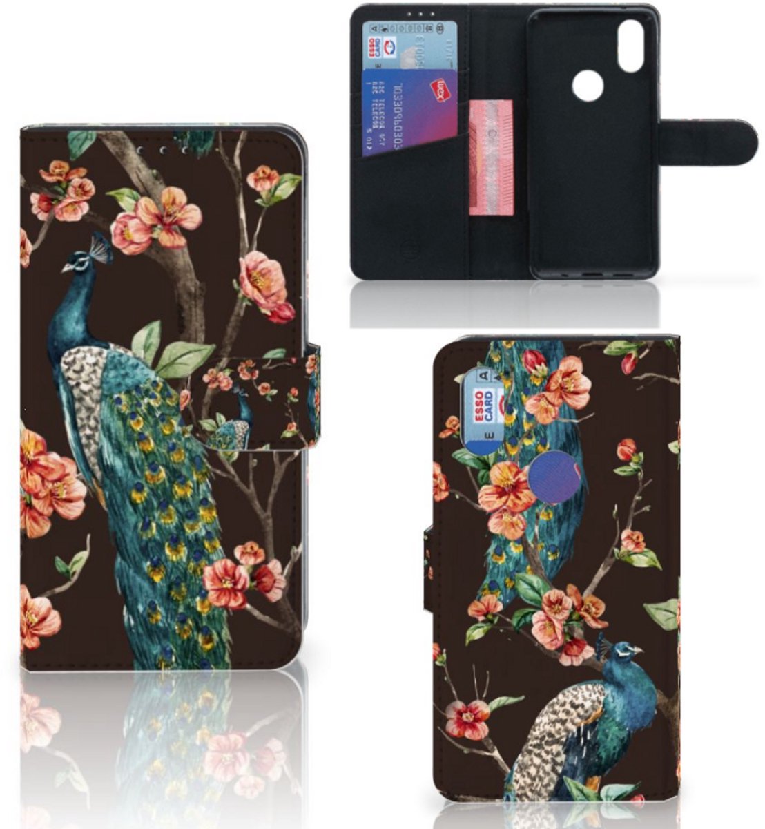 Xiaomi Mi Mix 2s Telefoonhoesje met Pasjes Pauw met Bloemen