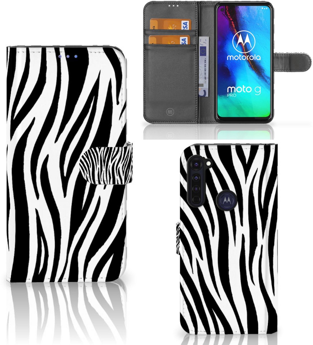 Motorola Moto G Pro Telefoonhoesje met Pasjes Zebra