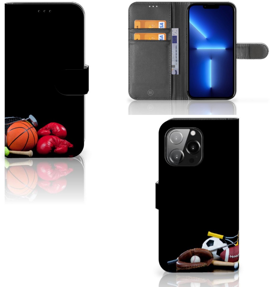 Book Case voor iPhone 13 Pro Wallet Case met Pasjes Sports