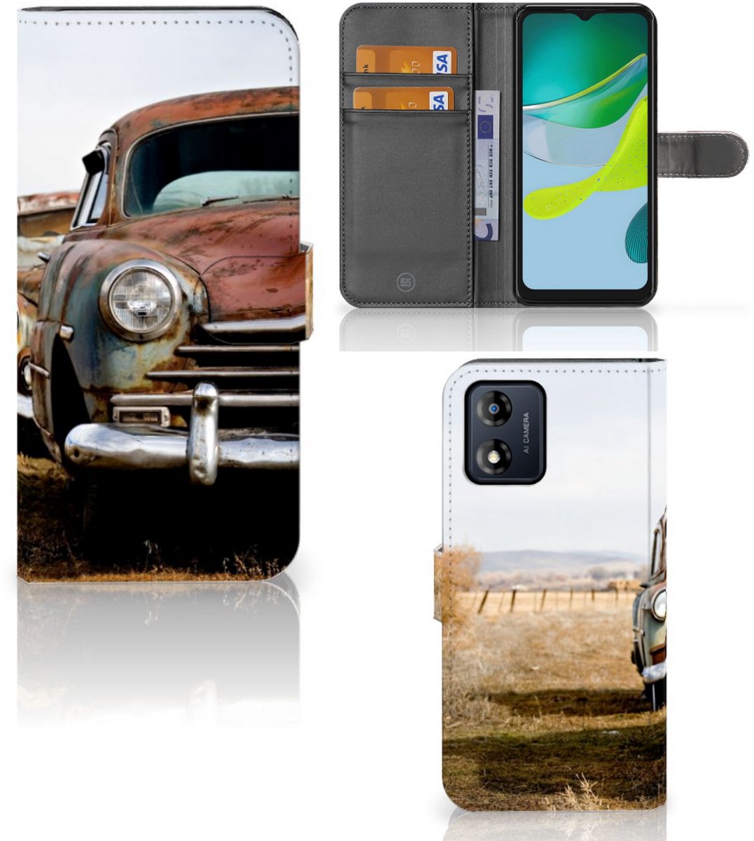 Motorola Moto E13 4G Telefoonhoesje met foto Vintage Auto