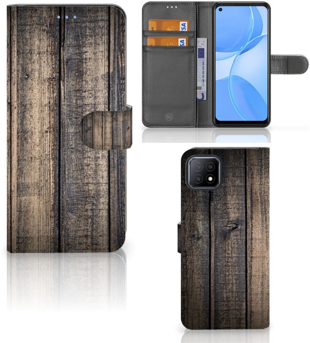 Boekhoesje voor OPPO A73 5G Book Style Case Steigerhout