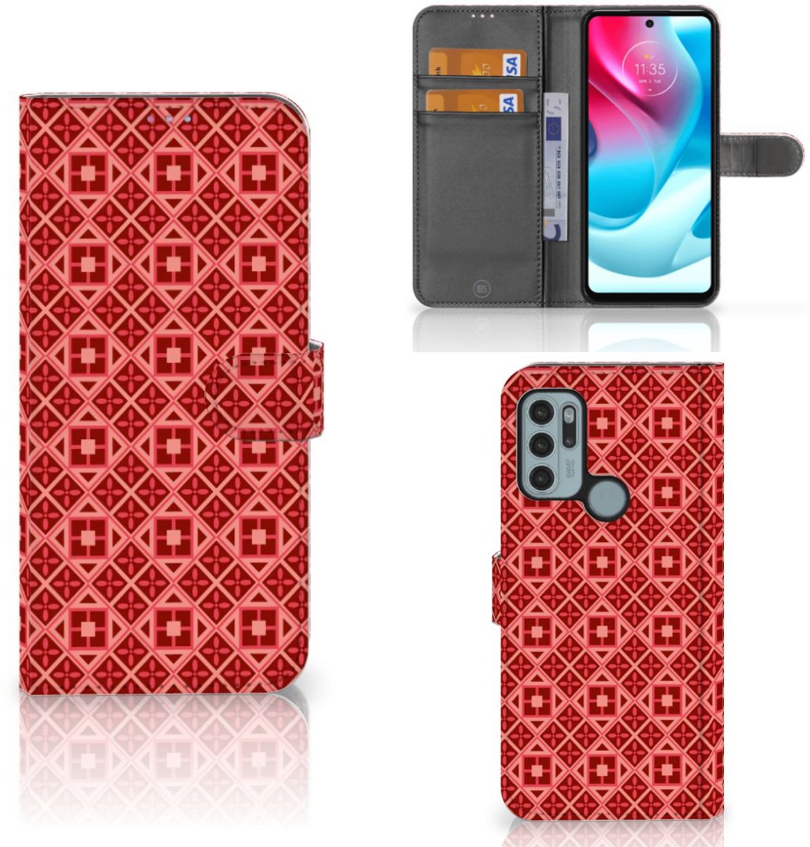 Motorola Moto G60s Telefoon Hoesje Batik Rood