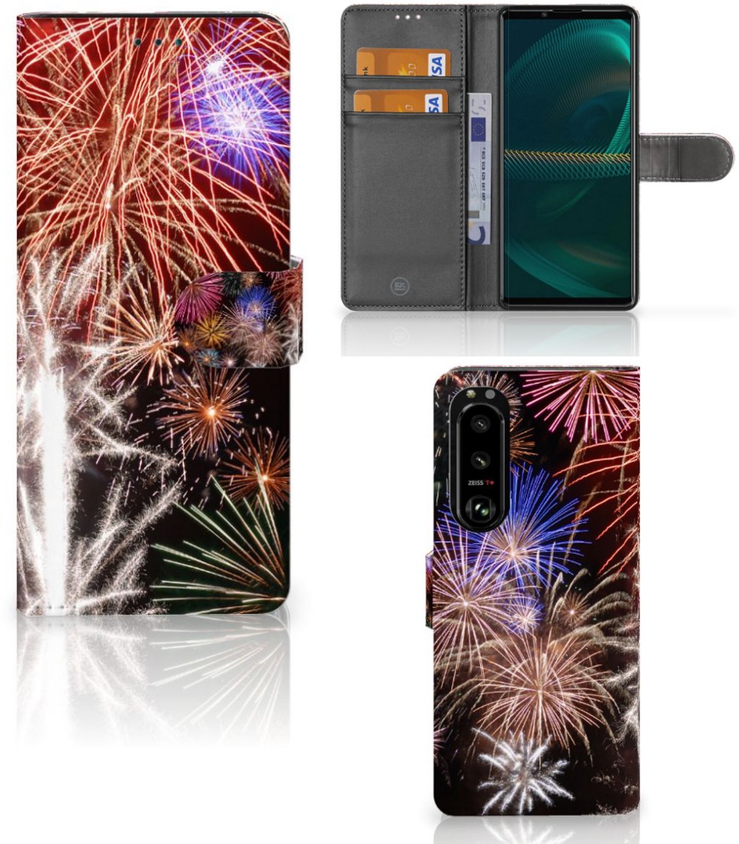 Sony Xperia 5III Wallet Case met Pasjes Vuurwerk