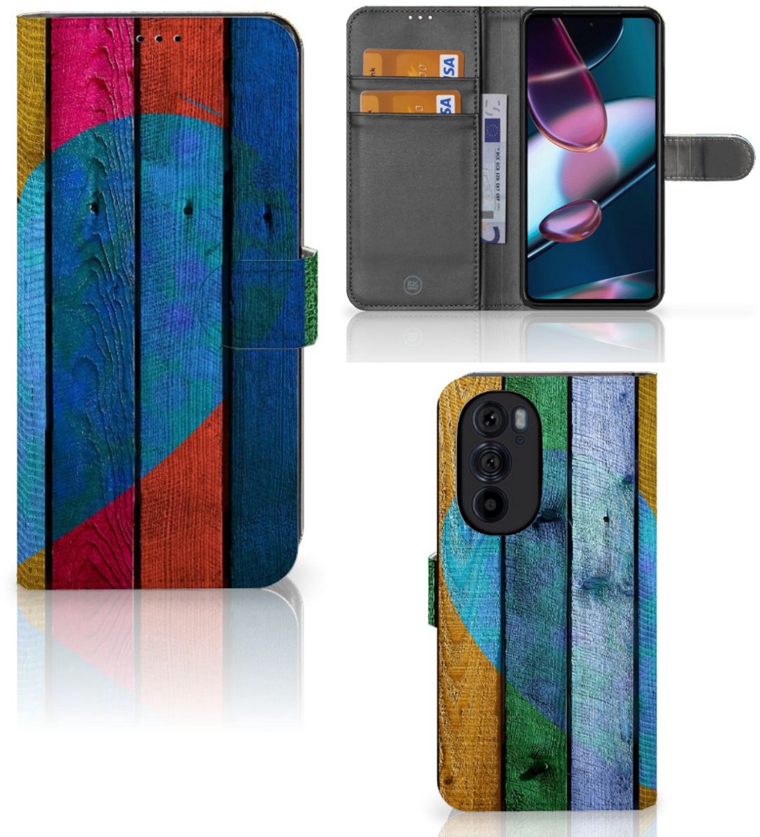 Motorola Edge 30 Pro Book Style Case Wood Heart - Cadeau voor je Vriend