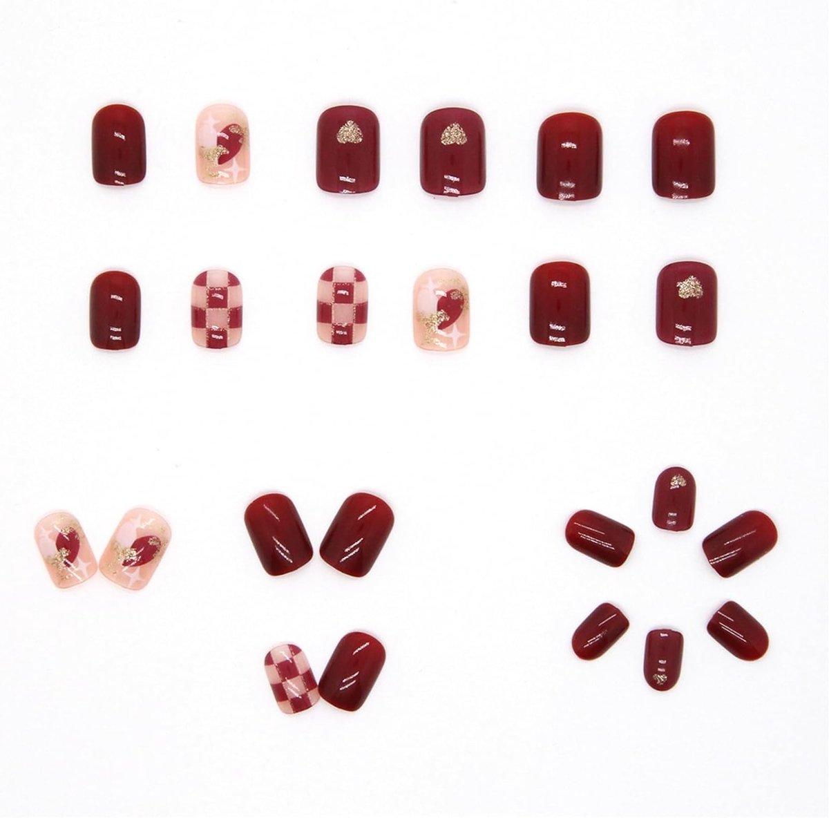 Set van 24 korte amandelvormige nepnagels met 3D schaken, zachte gel en Franse stijl, perfecte nageltips voor een trendy look
