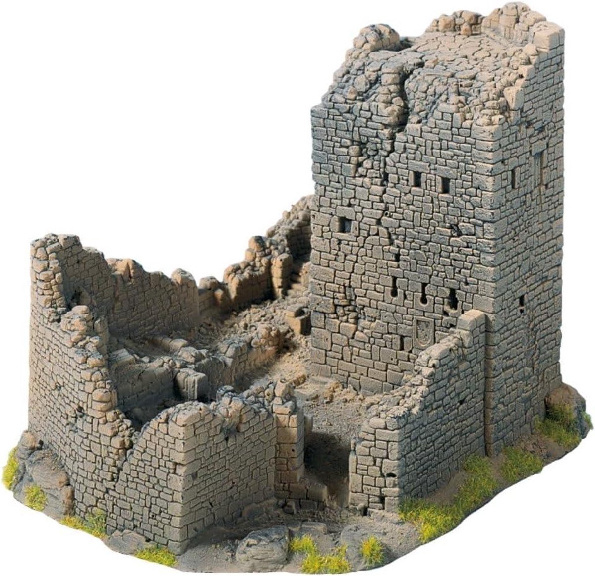 Burgruine Model - Kasteelruïne Miniatuur - Landschap Bouwen - Klassieke Middeleeuwse Stijl - Small - Grijs