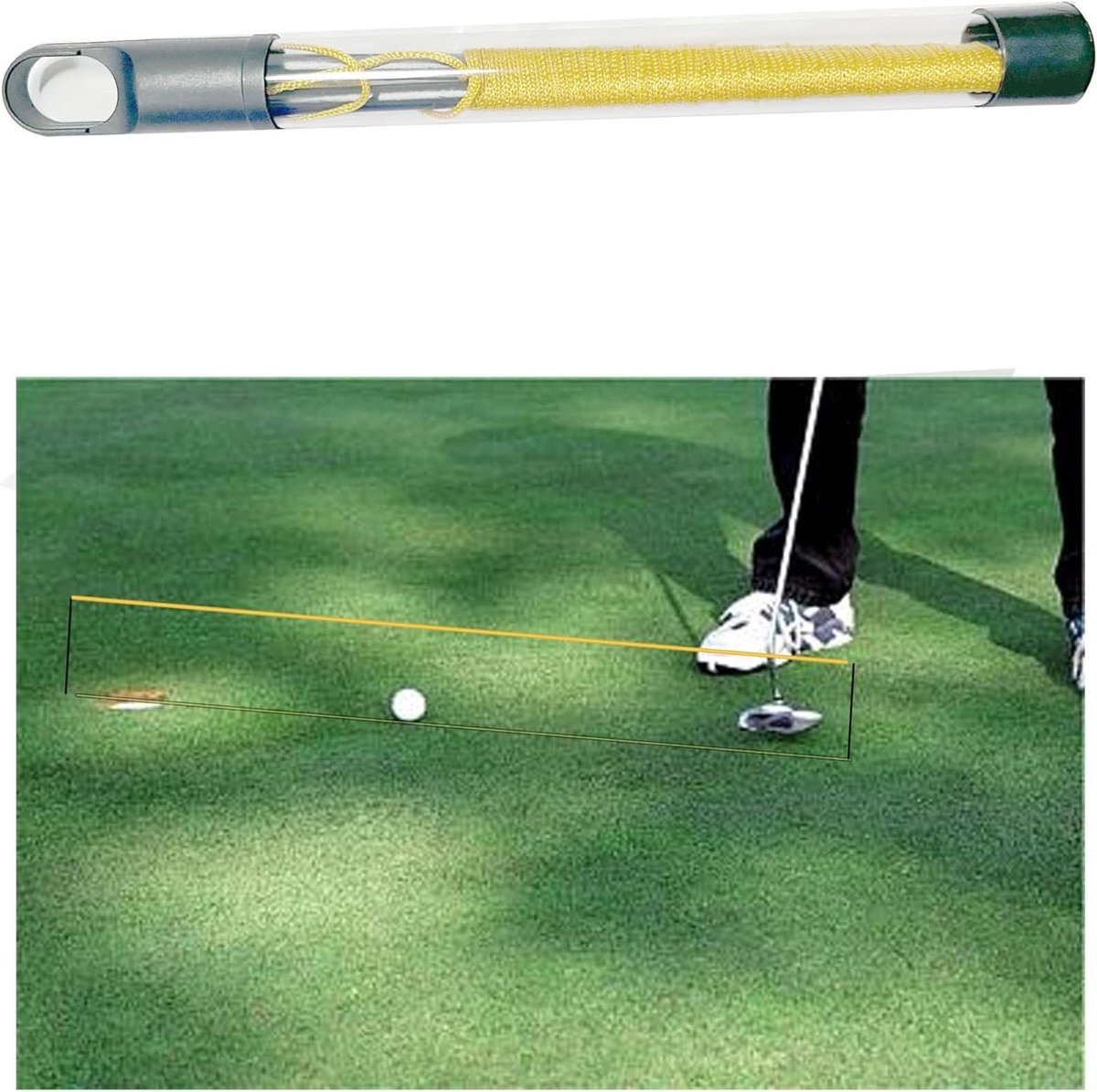 Golf Putting Hulp - Uitlijning Hulp Training - Putting Verbeteren - Visuele Referentie Lijn - 3 meter - Oranje