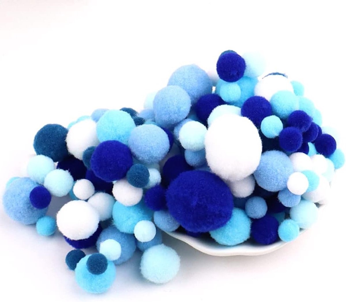 Kleurige Mini Pompoms voor Creatieve Projecten, Fluffy Pluche Bollen van 10-30 mm, Ideaal voor Decoratie en DIY Knutselwerkzaamheden, Donkerblauw