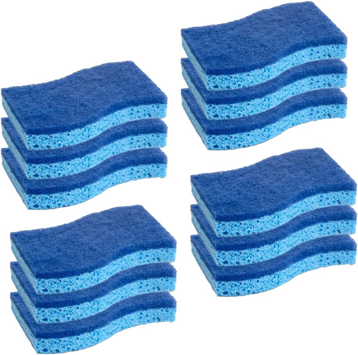 12 keukensponzen, krasvrije afwassponzen, blauw