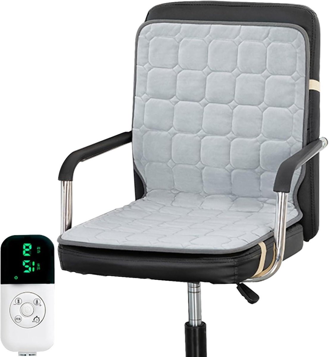 Verwarmd Zitkussen - Stoelverwarmer Kussen - Comfortabel Zitten - Volledige Rug en Zitting - 45x90cm - Grijs