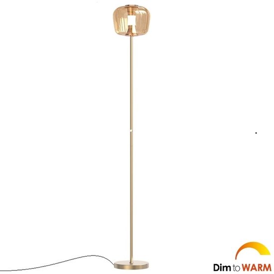 Freelight Vloerlamp Rosa Rose-Goud - Amber incl. Touch Dimmer Ø 20 cm