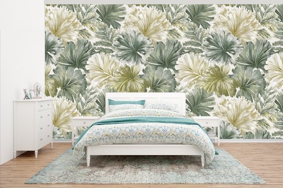 Behang - Fotobehang Bladeren - Botanisch - Groen - Breedte 500 cm x hoogte 280 cm