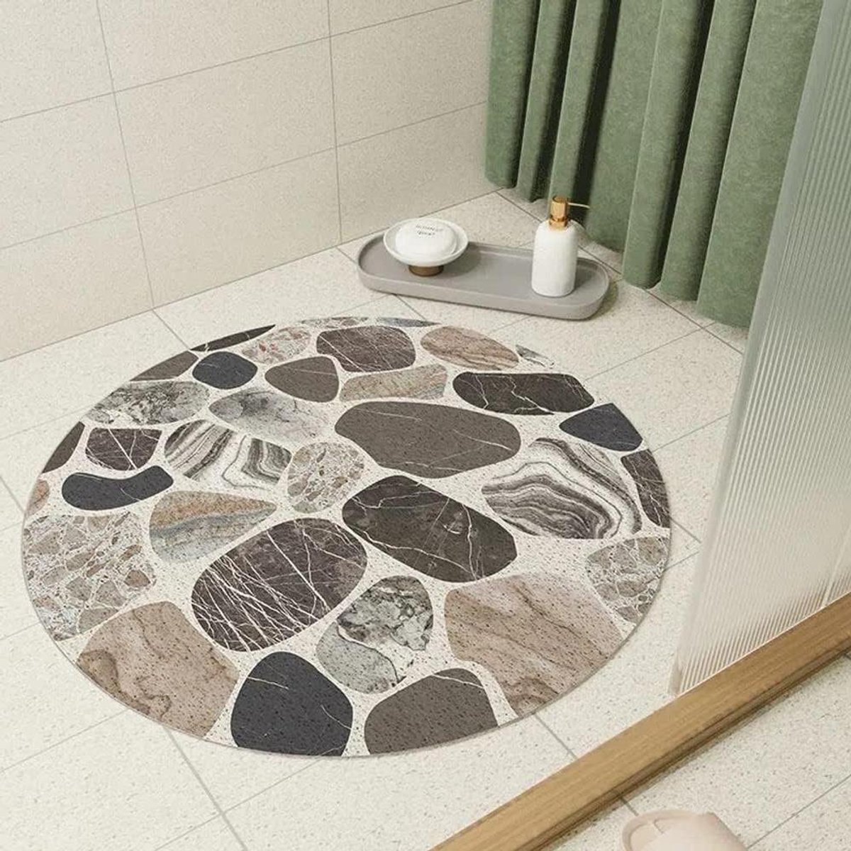 Ronde douchematten voor binnendouche, Loofah badmat antislip badmat met afvoer, antibacter