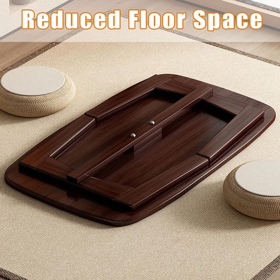 Japanese Bamboo Floor Table, Folding Bamboo Coffee Table, Multi-Function Low Tables, Wooden Rectangular Tatami Tea Tables, Portable, Easy to Store, Sitting, Meditation — afbeelding 5