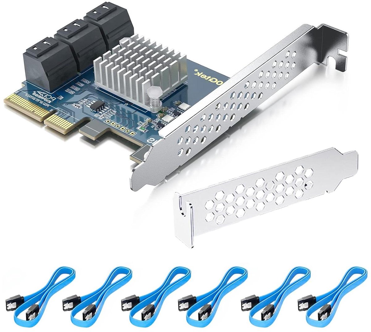 PCIe SATA Kaart - Controller Uitbreidingskaart - Opslag Uitbreiden - 4 Poorten 6Gbps - Low Profile Bracket - Zwart