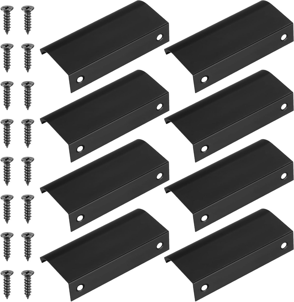Set van 8 Zwarte Meubelhandgrepen voor Kasten, Lades en Meubels - 80 mm, Duurzaam en Stijlvol