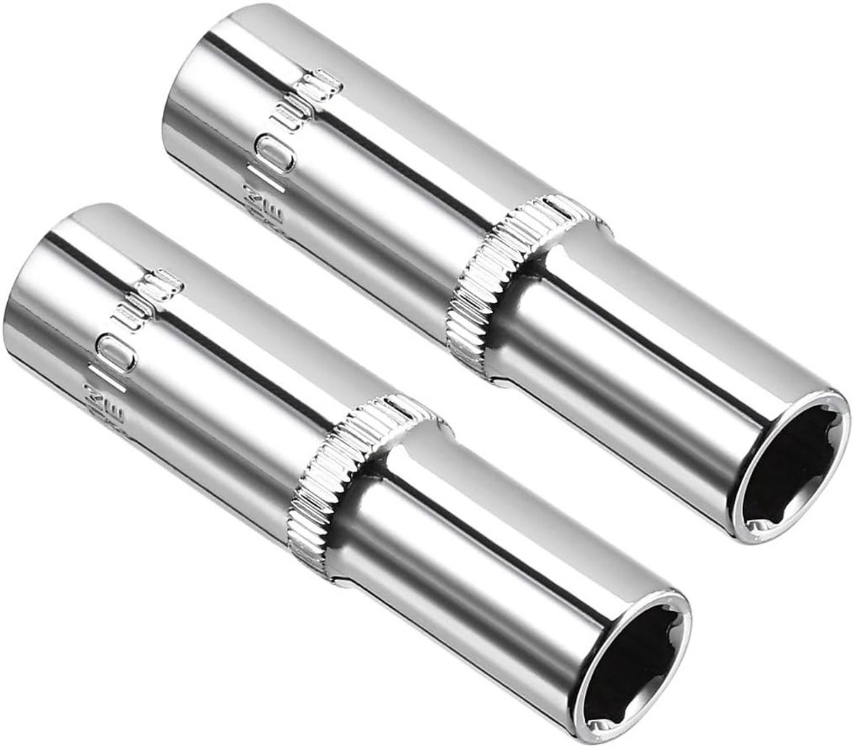 Diepe 10mm 6-punts steeksleutel set van 2, 3/8 inch aandrijving, ideaal voor auto-reparatie en klussen thuis, Cr-V staal