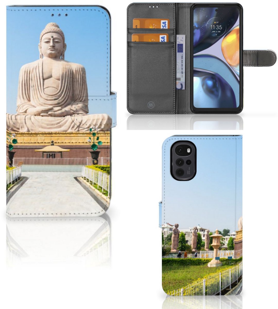 Motorola Moto G22 Flip Cover Boeddha