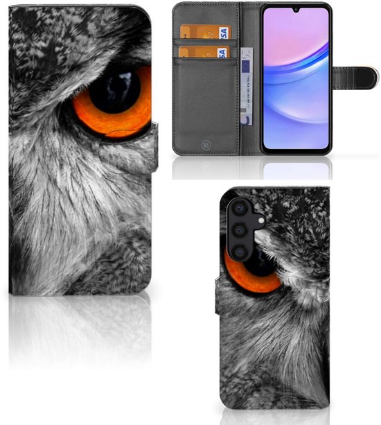Samsung Galaxy A15 Telefoonhoesje met Pasjes Uil