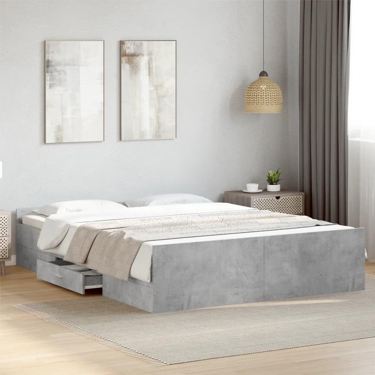 Bedframe met laden - Moderne bedlade - Slaapkamer opberging - Robuuste houten latten - 203