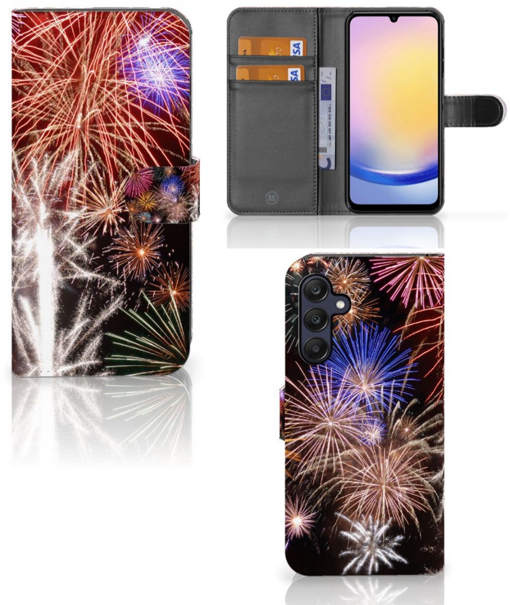 Samsung Galaxy A25 Wallet Case met Pasjes Vuurwerk