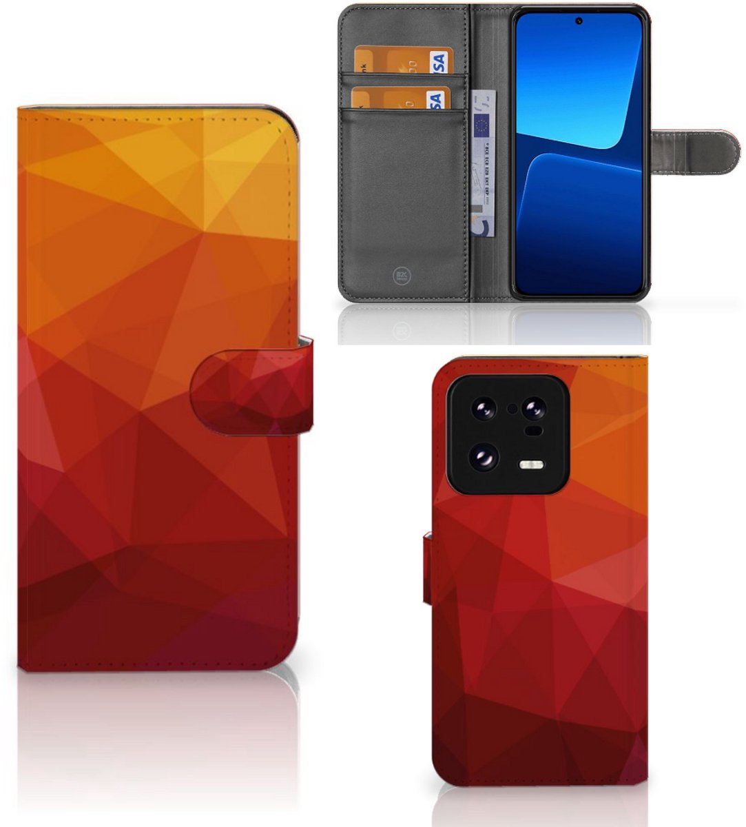 Book Case voor Xiaomi 13 Pro Polygon Red