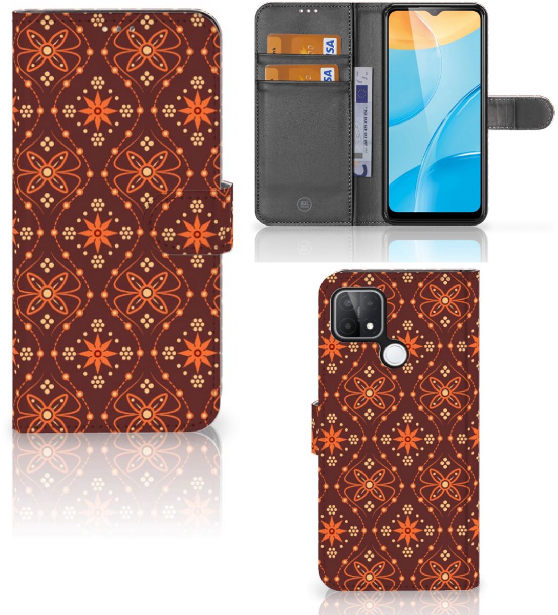 OPPO A15 Telefoon Hoesje Batik Brown
