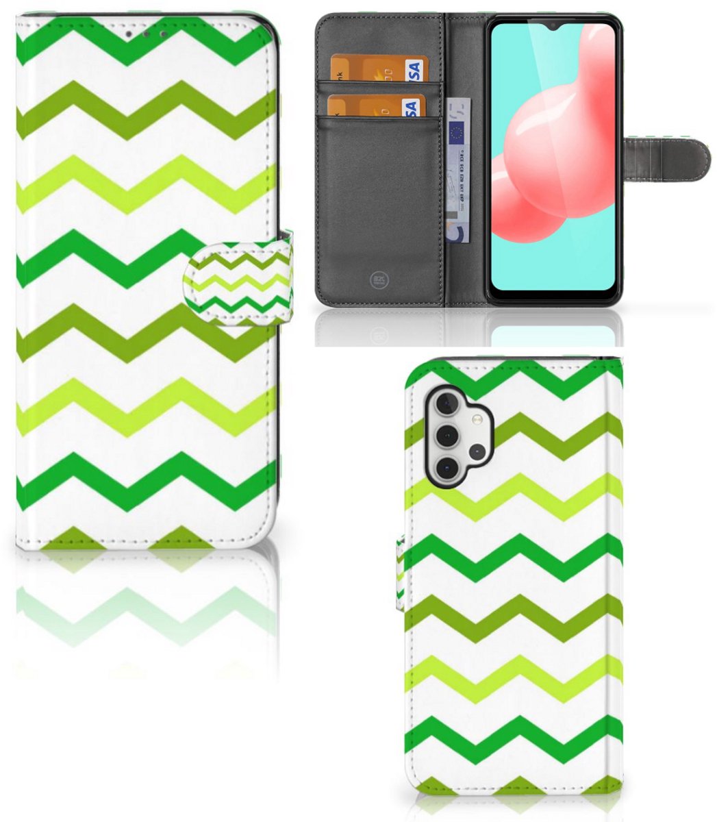 Samsung Galaxy A32 5G Telefoon Hoesje Zigzag Groen