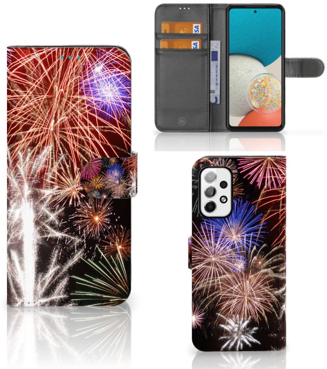 Samsung Galaxy A73 5G Wallet Case met Pasjes Vuurwerk