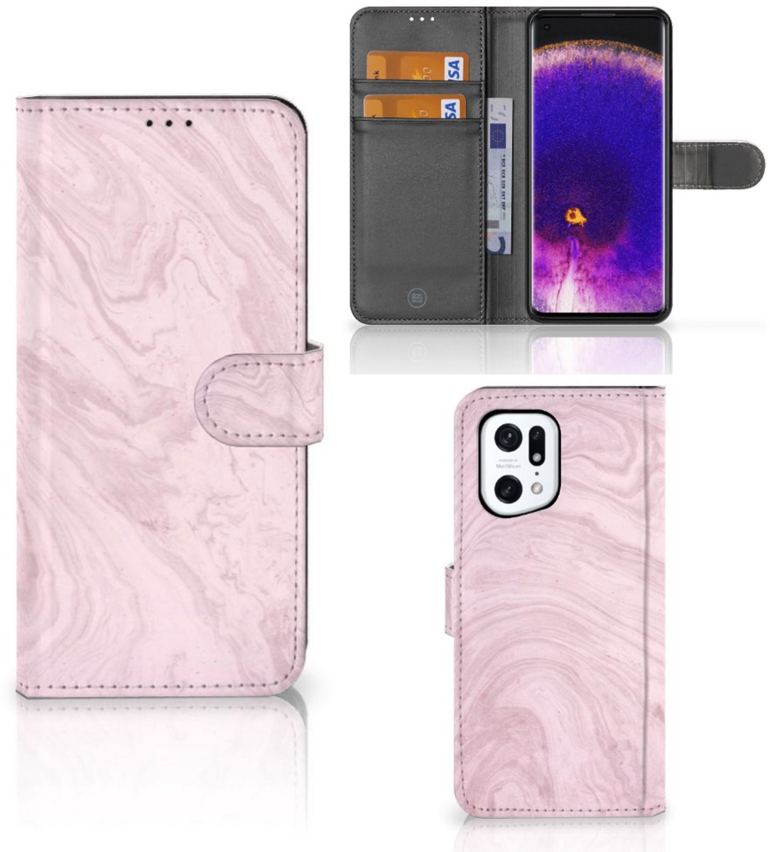 OPPO Find X5 Pro Bookcase Marble Pink - Origineel Cadeau Vriendin