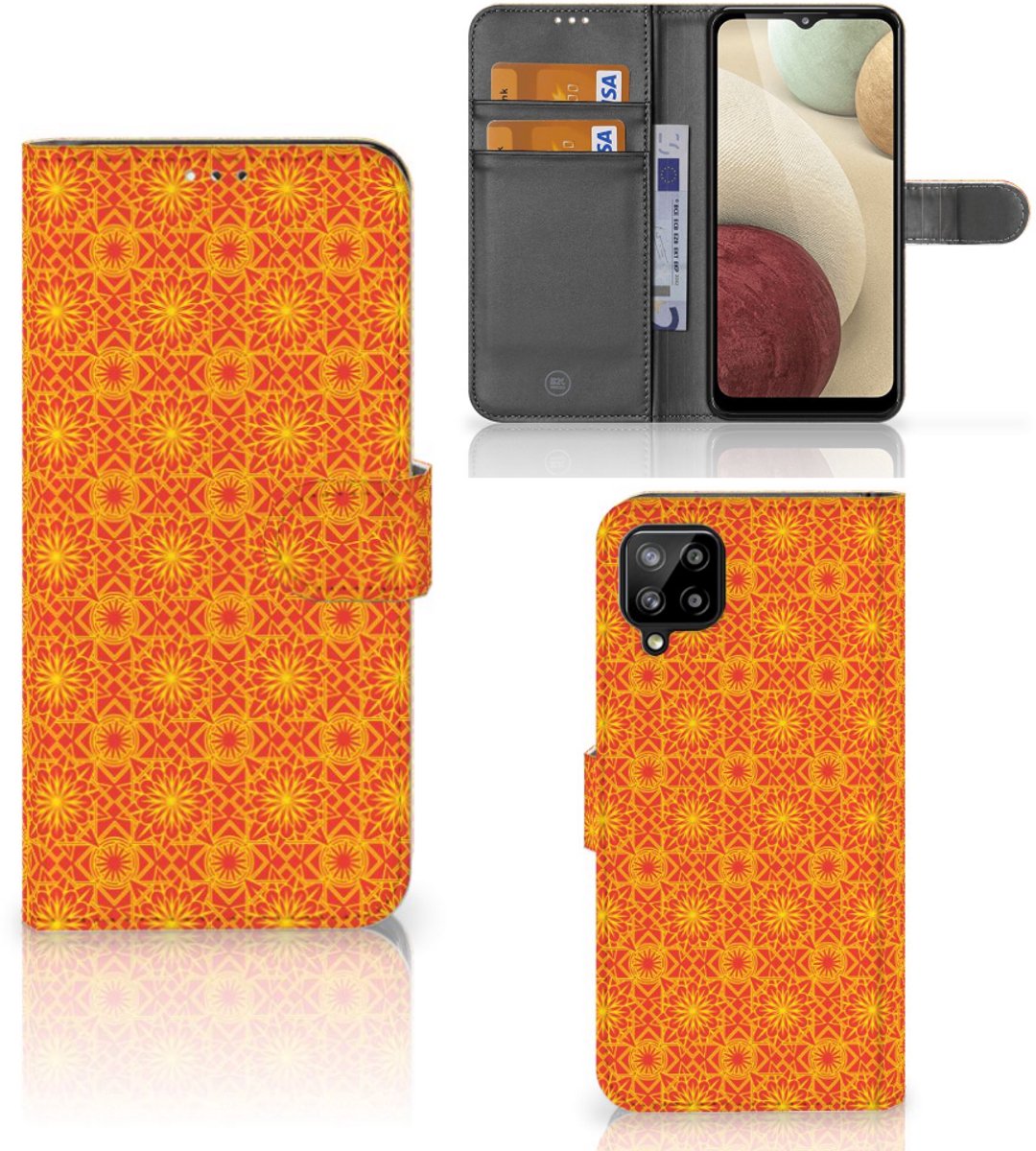 Samsung Galaxy A12 Telefoon Hoesje Batik Oranje