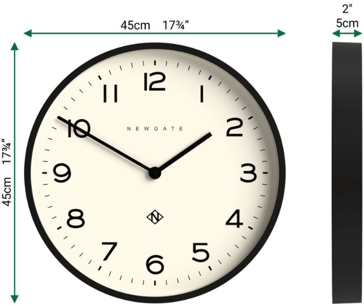 Newgate Number Two Echo - Wandklok - Zwart