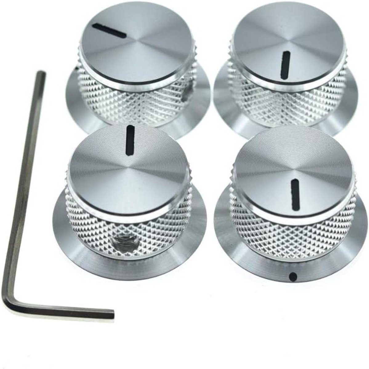 Set van 4 Aluminium Potentiometer Knoppen, Universele Top Hat, Volume en Toon Regelaars voor Gitaar en Bas