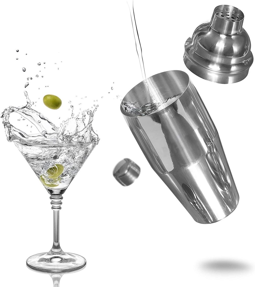 Cocktail Shaker Set 750 ml met Bar Accessoires van Voedselveilig RVS voor Perfecte Martini's en Drankjes