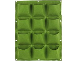 Groene plantenbakken met 12 vakken, horizontale hangende plantenbakken, wandplantenbakken, geschikt voor terrassen, binnenplaatsen, schuttingen en appartementen.