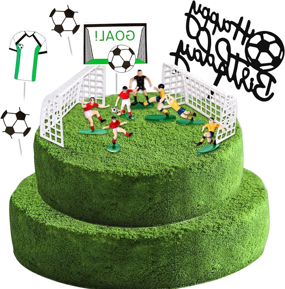 14-delige Voetbal Taartdecoratie voor Verjaardagsfeestjes - Voetbalthema Taarttopper, Cupcake Decoratie en Feestaccessoires voor Jongens
