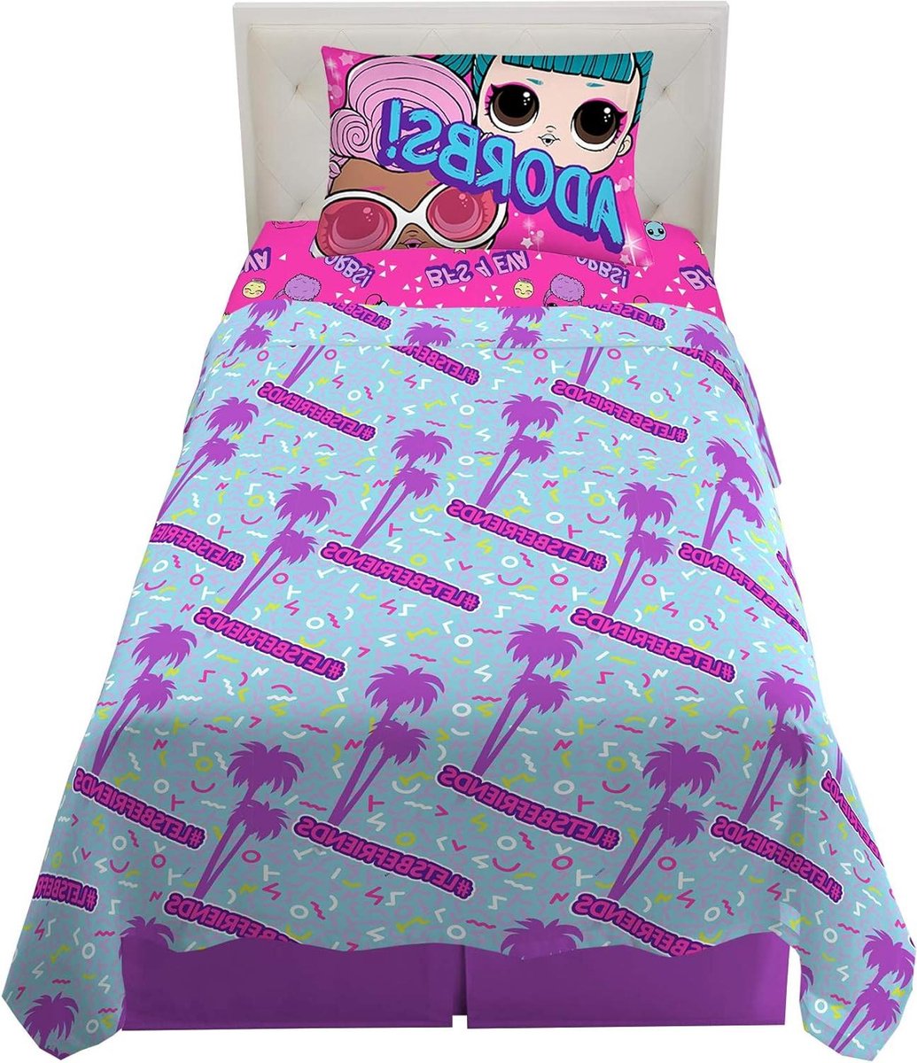Kinder Lakenset - Beddengoed Set Microvezel Lakens - Slaapkamer Decoratie - LOL Surprise Design - 3-delig Twin Size - Multicolor
