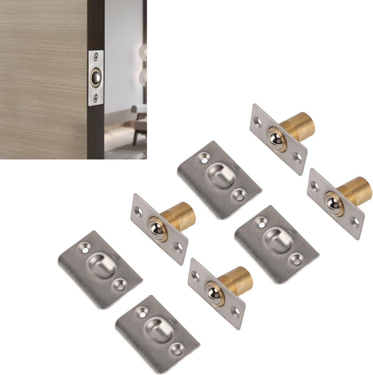 Verstelbare RVS Deurbal Catcher Set van 4 Stuks voor Kastdeuren met Pickguard en Roestbestendigheid