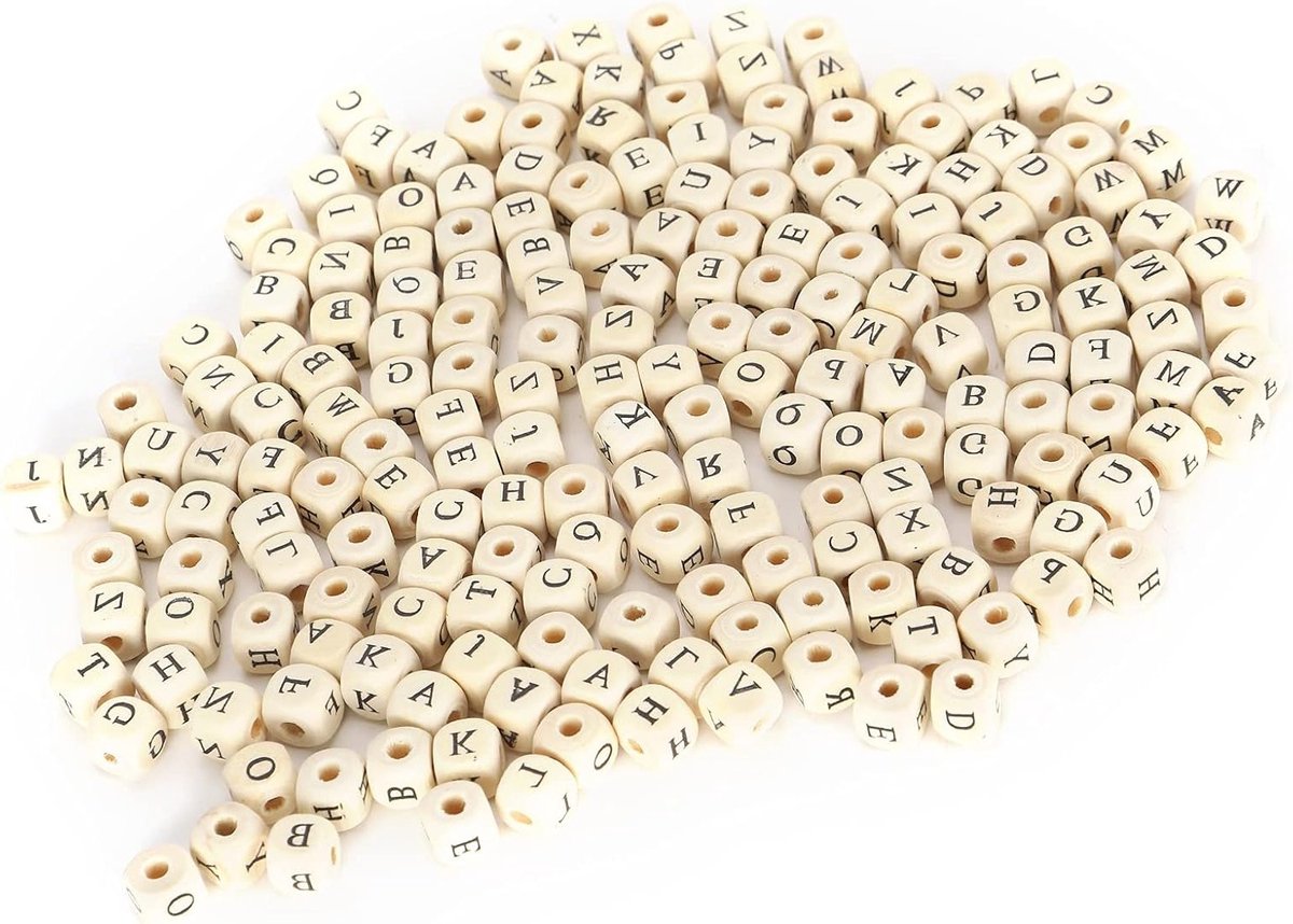Houten Kralen 8mm met Gegraveerde Letters - 300 Stuks Ronde Kralen voor DIY Sieraden Maken en Creatieve Projecten