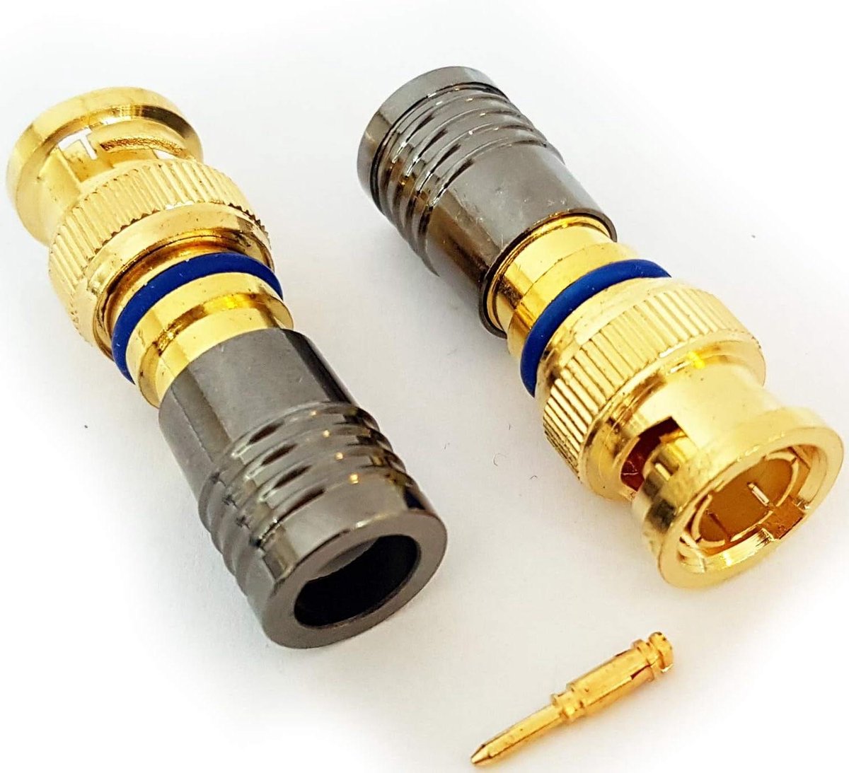 BNC Compressie Connectors - Mannelijke Plugs Coaxiaal - CCTV Installeren - RG6 Aanbevolen - 4 mm x 135 mmØ - Zilver
