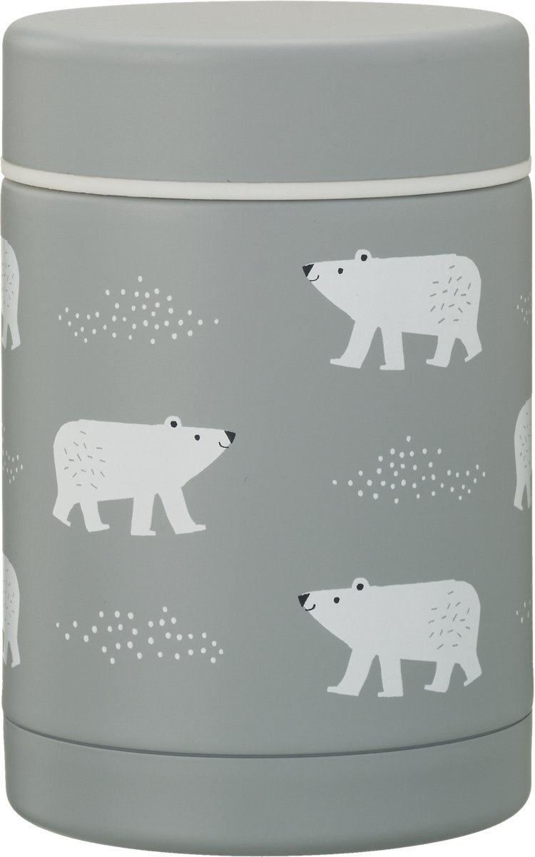 Fresk Thermos Lunchbox Kinderen – 300 ml – RVS Voedselcontainer – BPA-vrij – Lekvrije dop – Thermosbeker – Food Jar tot 6 Uur Warm – Lunchpot – Grijs - Polar Bear