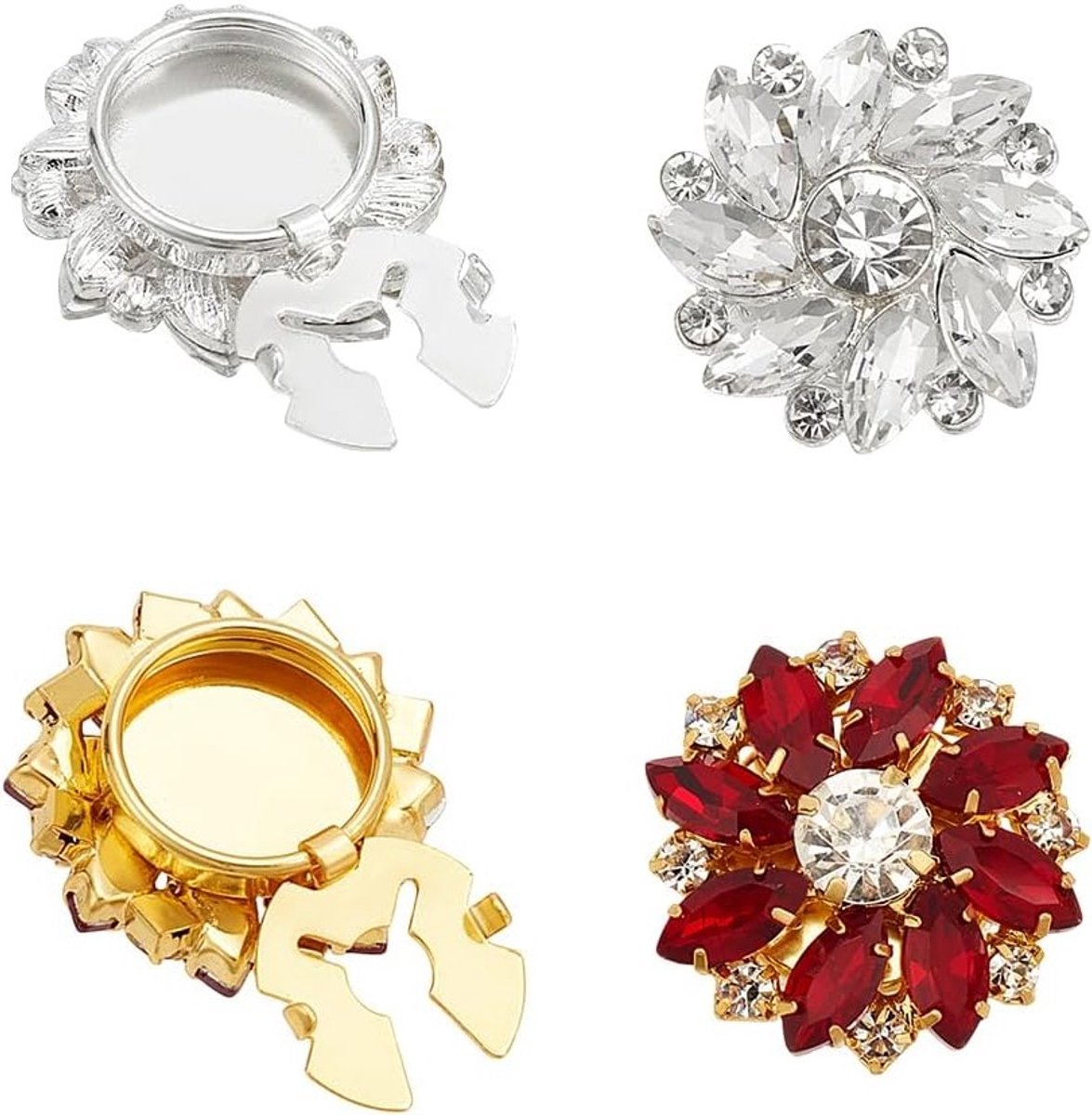 4 Stuks Rhinestone Knopen Covers voor Manchetknopen en Overhemden - Verwijderbare Accessoires voor Kostuums en Feestkleding